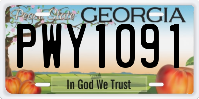 GA license plate PWY1091