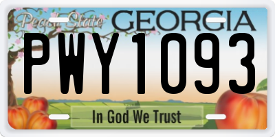 GA license plate PWY1093