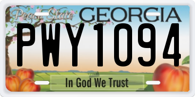 GA license plate PWY1094
