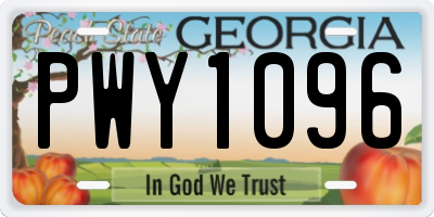 GA license plate PWY1096