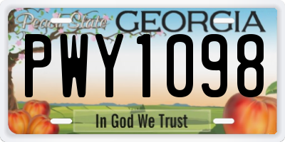 GA license plate PWY1098
