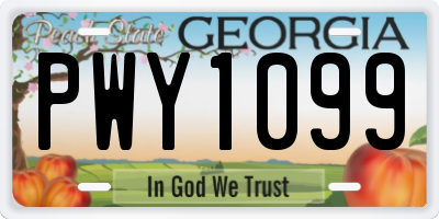 GA license plate PWY1099