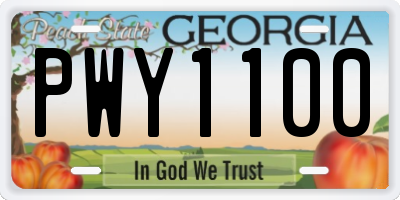 GA license plate PWY1100