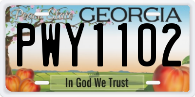 GA license plate PWY1102