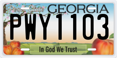 GA license plate PWY1103