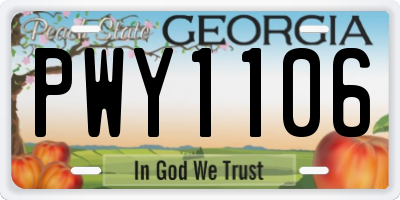 GA license plate PWY1106
