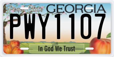GA license plate PWY1107