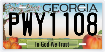 GA license plate PWY1108