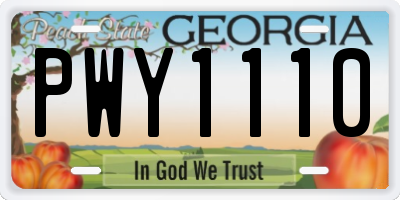 GA license plate PWY1110