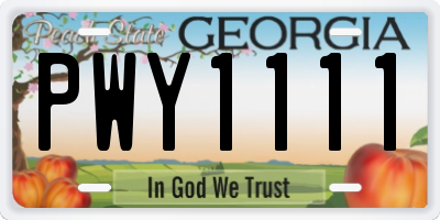 GA license plate PWY1111