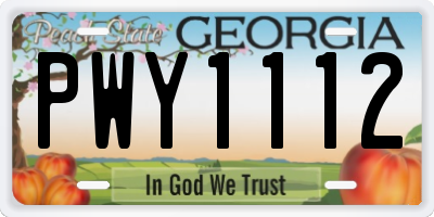 GA license plate PWY1112