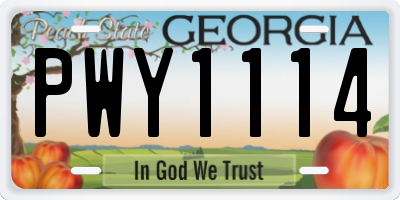 GA license plate PWY1114