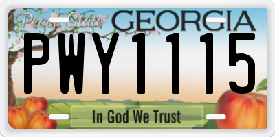 GA license plate PWY1115