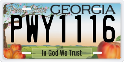 GA license plate PWY1116