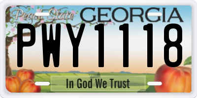 GA license plate PWY1118