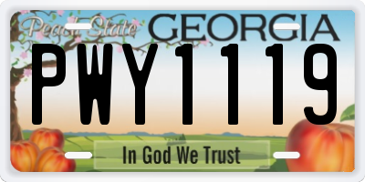 GA license plate PWY1119