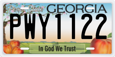 GA license plate PWY1122
