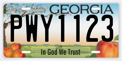 GA license plate PWY1123