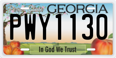 GA license plate PWY1130