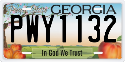 GA license plate PWY1132