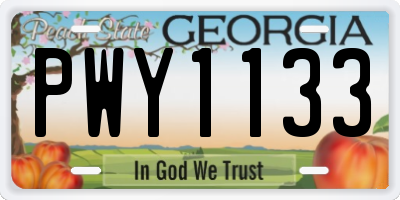 GA license plate PWY1133