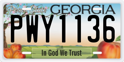 GA license plate PWY1136