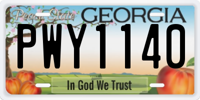 GA license plate PWY1140