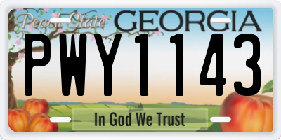 GA license plate PWY1143