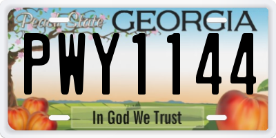 GA license plate PWY1144