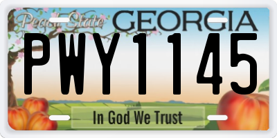 GA license plate PWY1145