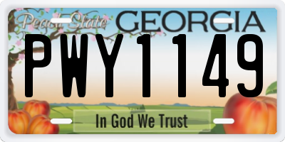 GA license plate PWY1149