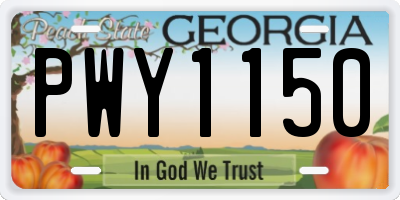 GA license plate PWY1150
