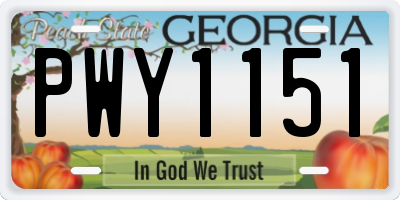 GA license plate PWY1151