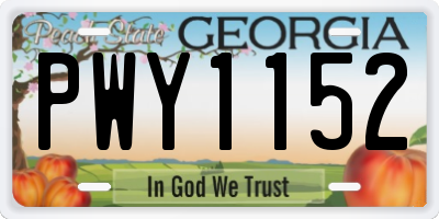 GA license plate PWY1152