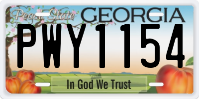 GA license plate PWY1154