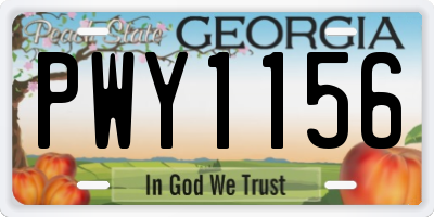 GA license plate PWY1156