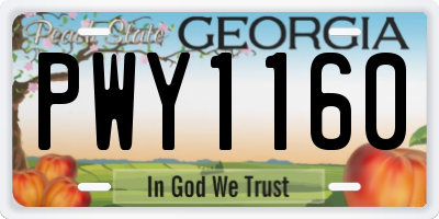 GA license plate PWY1160