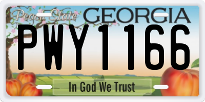 GA license plate PWY1166