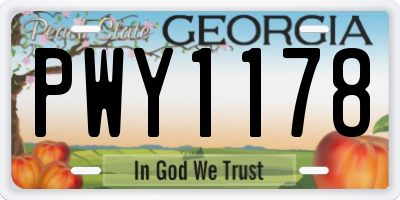 GA license plate PWY1178