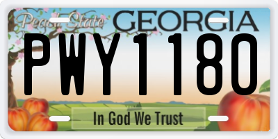 GA license plate PWY1180