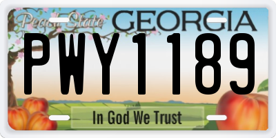 GA license plate PWY1189