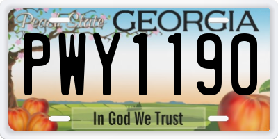 GA license plate PWY1190