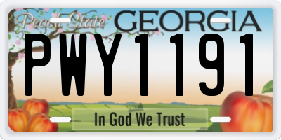 GA license plate PWY1191