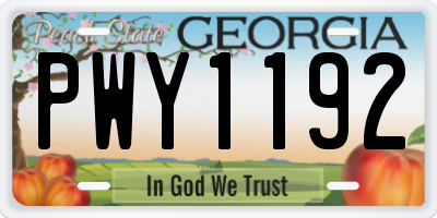GA license plate PWY1192