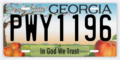 GA license plate PWY1196