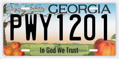 GA license plate PWY1201