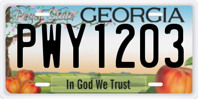 GA license plate PWY1203