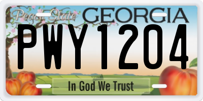 GA license plate PWY1204
