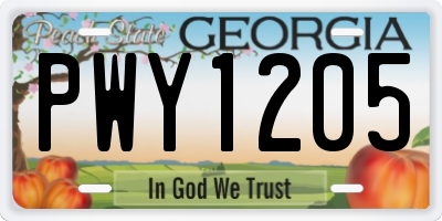 GA license plate PWY1205