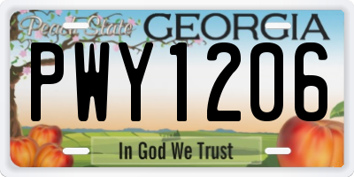 GA license plate PWY1206